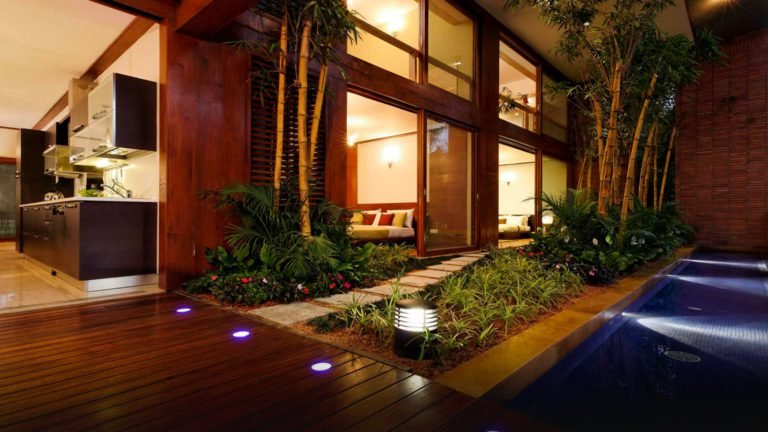Total Environment - Windmills of Your Mind Apartment & Villa In Bangalore Duplex - wooden deck, garden & water body