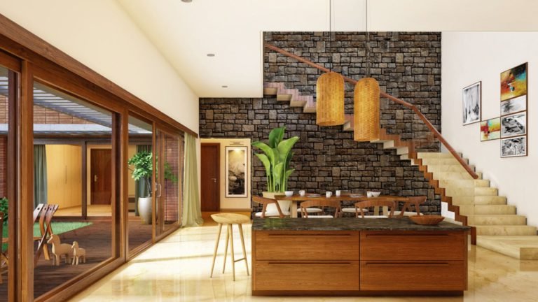 Total Environment - In That Quiet Earth Villa in Bangalore - Feature wall providing the perfect backdrop