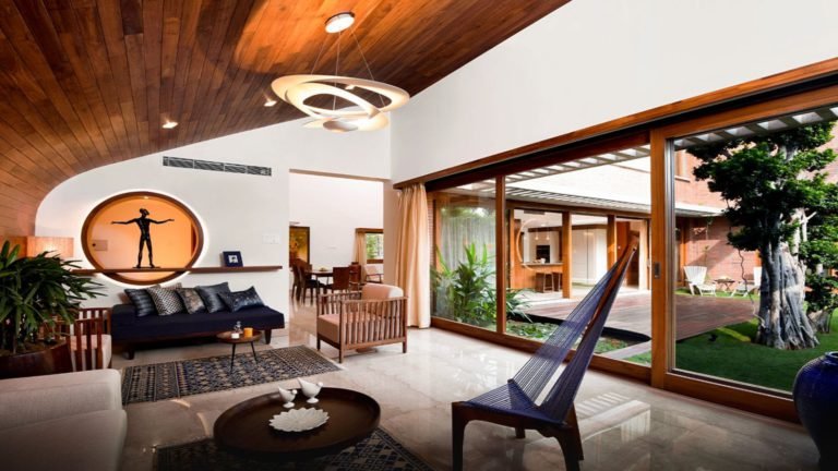 Total Environment - In That Quiet Earth Villa in Bangalore- Garden view from living room