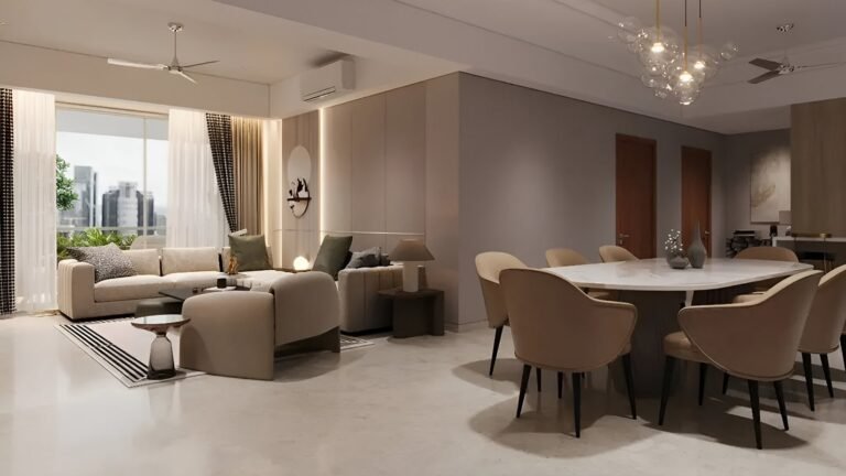 Divyasree 77 degree Apartment in Bangalore Living and dinning area