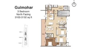 Artisane Forest Breeze Apartment in South Bangalore Floor Plan Gulmohar 3 bedroom North Facing
