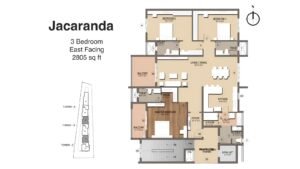 Artisane Forest Breeze Apartment in South Bangalore Floor Plan Jacaranda 3 bedroom East Facing