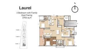 Artisane Forest Breeze Apartment in South Bangalore Floor Plan Laurel 3 bedroom with family East Facing