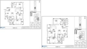 Adarsh Rosewood Apartment in Bangalore Floor Plan Block B unit 001-401 & 002-402