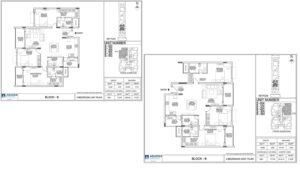 Adarsh Rosewood Apartment in Bangalore Floor Plan Block B unit 003-403 & 004-404