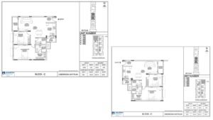 Adarsh Rosewood Apartment in Bangalore Floor Plan Block C unit 005-405 & 006-404