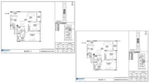 Adarsh Rosewood Apartment in Bangalore Floor Plan Block C unit 007-407 & 008-408