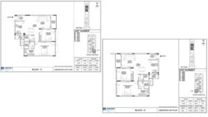 Adarsh Rosewood Apartment in Bangalore Floor Plan Block D unit 001-401 & 002-402