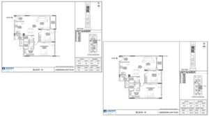 Adarsh Rosewood Apartment in Bangalore Floor Plan Block D unit 007-407 & 008-408