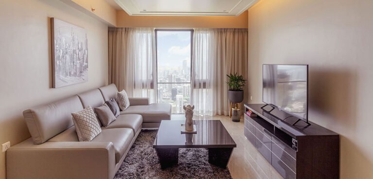 Tata One Apartment in Bangalore Beautifully-Designed-Air-Conditioned living room