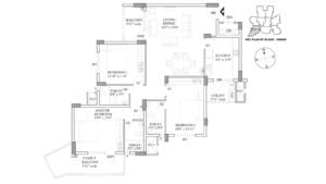 HM Indigo Apartment in JP Nagar Bangalore Floor Plan 3 Bhk 1814 sq.ft