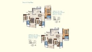 Sattva Aquavista Apartment in Bannerghatta Road Bangalore Floor Plan 3BHK + 3T 1999 & 1910 sq.ft Level Tower A
