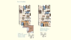 Sattva Aquavista Apartment in Bannerghatta Road Bangalore Floor Plan 3BHK + 3T 2209 sq.ft Level Tower C