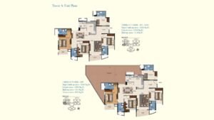 Sattva Aquavista Apartment in Bannerghatta Road Bangalore Floor Plan 3BHK + 3T 2242 & 1504 sq.ft Level Tower A