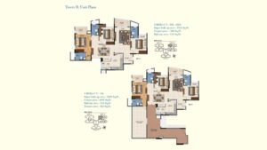 Sattva Aquavista Apartment in Bannerghatta Road Bangalore Floor Plan 3Bhk 3T 1976 sq.ft. Tower B