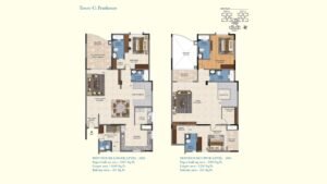 Sattva Aquavista Apartment in Bannerghatta Road Bangalore Floor Plan Penthouse Lower 2167 & 1950 sq.ft Level Tower C