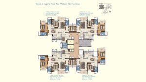 Sattva Aquavista Apartment in Bannerghatta Road Bangalore Floor Plan Tower A (Without Fire Corridor) 3 BHK + 3T 2249 & 1306 sq.ft