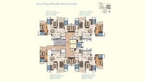Sattva Aquavista Apartment in Bannerghatta Road Bangalore Floor Plan Tower B (With Fire Corridor) 3 BHK + 3T 1976 & 2250 sq.ft