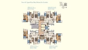 Sattva Aquavista Apartment in Bannerghatta Road Bangalore Floor Plan Tower B (Without Fire Corridor) 3 BHK + 3T 1976 sq.ft