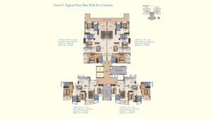 Sattva Aquavista Apartment in Bannerghatta Road Bangalore Floor Plan Tower C (With Fire Corridor) 3 BHK + 3T 2209 sq.ft