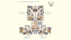 Sattva Aquavista Apartment in Bannerghatta Road Bangalore Floor Plan Tower C (Without Fire Corridor) 3 BHK + 3T 2209 sq.ft.