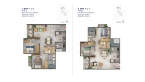 Sattva Forest Ridge Apartment in JP Nagar Bangalore Floor Plan 2 BHK + 2T Type 4C & 2 Bhk + 2T Type 4D