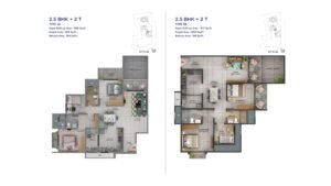 Sattva Forest Ridge Apartment in JP Nagar Bangalore Floor Plan 2.5 BHK + 2T Type 3A & 2.5 Bhk + 2T Type 3B