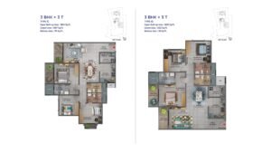 Sattva Forest Ridge Apartment in JP Nagar Bangalore Floor Plan 3 BHK + 3 T