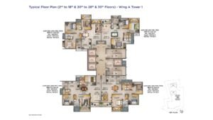 Sattva Forest Ridge Apartment in JP Nagar Bangalore Typical Floor Plan 2-18 & 20-28 & 30 FlooR