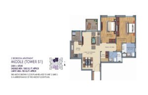 Silverglades The Melia Apartments In sector 35 Gurgaon 2BHK Floor Plan