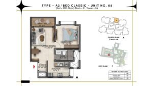 Prestige Southern Star Apartment in Akshayanagr, Bannerghatta Road Bangalore Floor Type - A2 1 BED Classic - Unit No. 08 (3rd- 27th Floor) Block - 01 Tower - 04