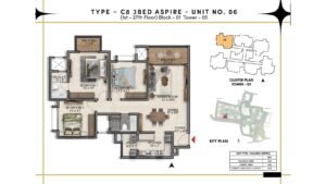 Prestige Southern Star Apartment in Akshayanagr, Bannerghatta Road Bangalore Floor Type - C8 3 BED Aspire - Unit No. 06 (1st- 27th Floor) Block - 01 Tower - 05