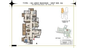 Prestige Southern Star Apartment in Akshayanagr, Bannerghatta Road Bangalore Floor Type - G2 4 BED Magnus - Unit No. 04 (1st- 26th Floor) Block - 02 Tower - 12