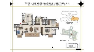 Prestige Southern Star Apartment in Akshayanagr, Bannerghatta Road Bangalore Floor Type - G3 4 BED Magnus - Unit No. 02 (1st - 17th Floor & 19th - 26th Floor) Block - 02 Tower 02