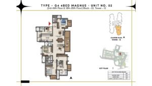 Prestige Southern Star Apartment in Akshayanagr, Bannerghatta Road Bangalore Floor Type - G4 4 BED Magnus - Unit No. 02 (3rd-16th Floor & 18th - 25th Floor) Block - 02 Tower - 12