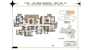 Prestige Southern Star Apartment in Akshayanagr, Bannerghatta Road Bangalore Floor Type - G5 4 BED Magnus - Unit No. 01 (3rd - 17th Floor & 19th - 26th Floor) Block - 02 Tower - 2