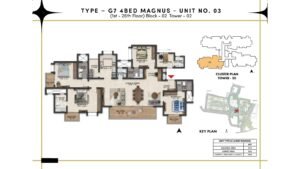 Prestige Southern Star Apartment in Akshayanagr, Bannerghatta Road Bangalore Floor Type - G7 4 BED Magnus - Unit No. 03 (1st- 26th Floor) Block - 02 Tower - 2