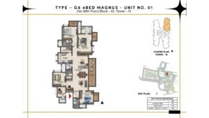 Prestige Southern Star Apartment in Akshayanagr, Bannerghatta Road Bangalore Floor Type - G8 4 BED Magnus - Unit No. 01 (1st - 26th Floor ) Block - 02 Tower - 12