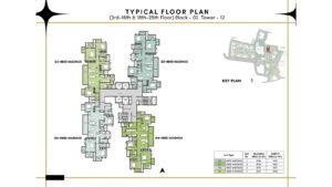 Prestige Southern Star Apartment in Akshayanagr, Bannerghatta Road Bangalore Typicl Floor Plan (3rd-16th & 18th-25th floor) Block-02 Tower- 12