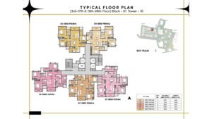 Prestige Southern Star Apartment in Akshayanagr, Bannerghatta Road Bangalore Typicl Floor Plan (3rd-17th & 19th-26th floor) Block-01 Tower- 10