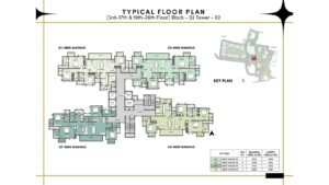 Prestige Southern Star Apartment in Akshayanagr, Bannerghatta Road Bangalore Typicl Floor Plan (3rd-17th & 19th-26th floor) Block-02 Tower- 02