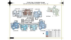 Prestige Southern Star Apartment in Akshayanagr, Bannerghatta Road Bangalore Typicl Floor Plan (3rd-18th & 20th-27th floor) Block-01 Tower- 04
