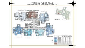 Prestige Southern Star Apartment in Akshayanagr, Bannerghatta Road Bangalore Typicl Floor Plan (3rd-18th & 20th-27th floor) Block-01 Tower- 05
