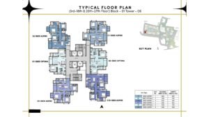Prestige Southern Star Apartment in Akshayanagr, Bannerghatta Road Bangalore Typicl Floor Plan (3rd-18th & 20th-27th floor) Block-01 Tower- 06
