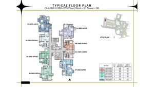 Prestige Southern Star Apartment in Akshayanagr, Bannerghatta Road Bangalore Typicl Floor Plan (3rd-18th & 20th-27th floor) Block-01 Tower- 08
