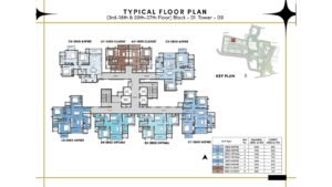 Prestige Southern Star Apartment in Akshayanagr, Bannerghatta Road Bangalore Typicl Floor Plan (3rd-18th & 20th-27th floor) Block-01 Tower- 09