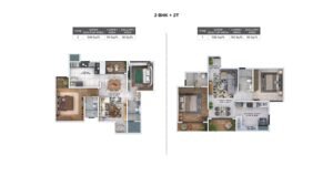 Sattva Lumina Apartment in Bangalore Floor Plan 2 BHK+2 T