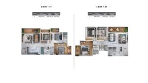Sattva Lumina Apartment in Bangalore Floor Plan 3 BHK + 3T & 3BHK +2 T