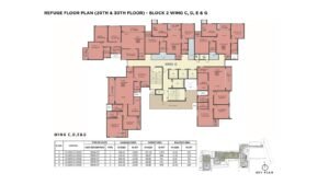 Sattva Lumina Apartment in Bangalore Refuge Floor Plan (20th 7 30th Floor ) Block 2 Wings C, D, E&G