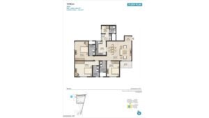 Sobha Royal Pavilion Apartment in Sarjapur Road Bangalore floor plan Type A1 3 BHK SBA - 1804 SFT CARPET AREA - 1330 SFT